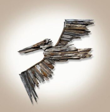Pelican artwork in wood